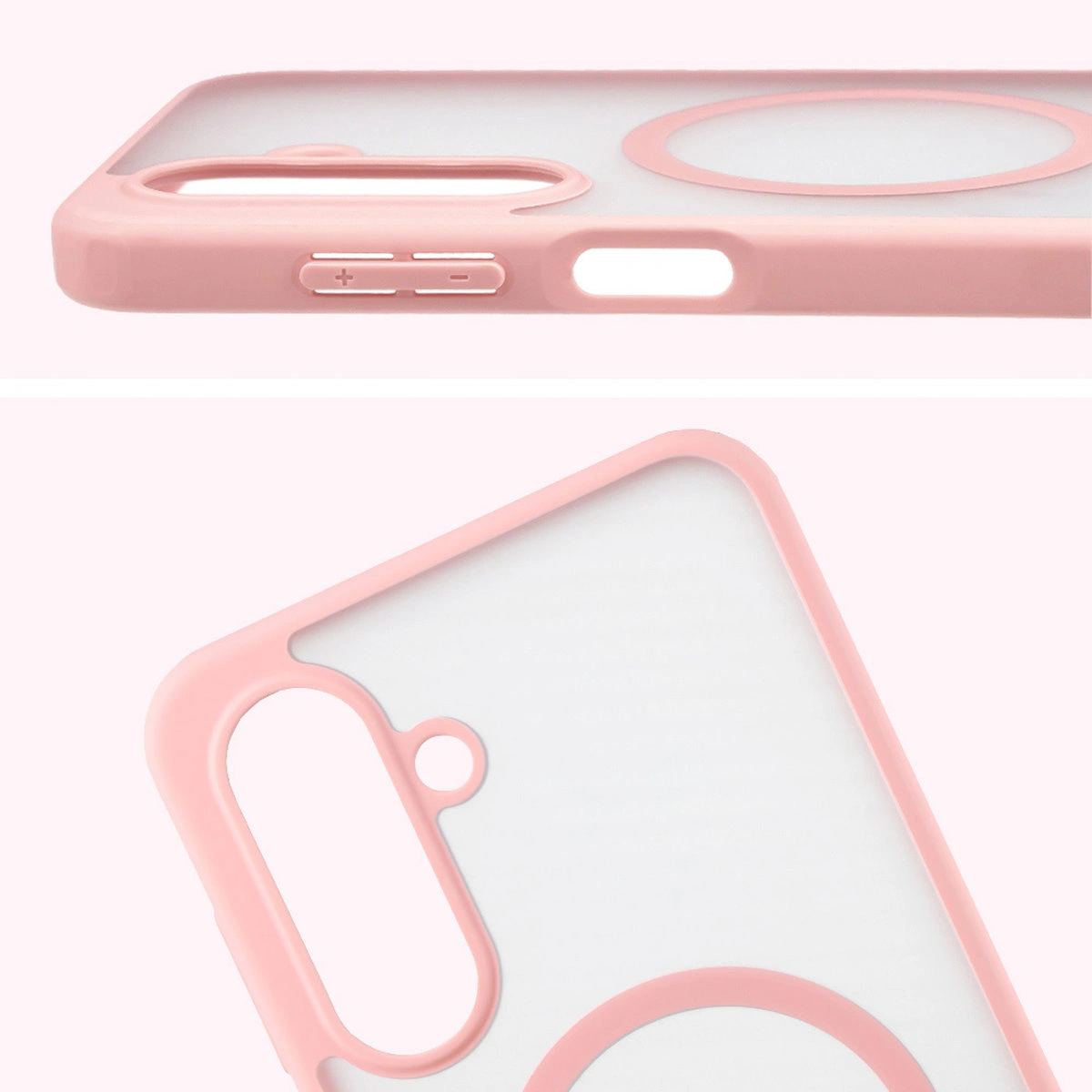 Pełne wycięcie i podwyższone krawędzie aparatu w etui Bizon Case MatteO do Samsung Galaxy A17 5G