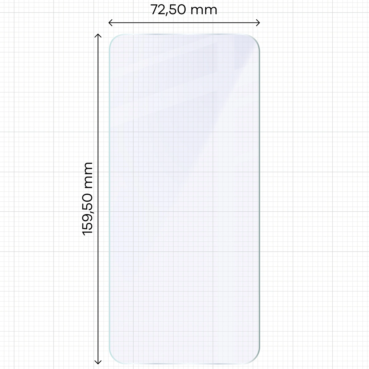 Miarka z wymiarami szkła hybrydowego Bizon Hybrid Mule Duo do Samsung Galaxy A17 5G