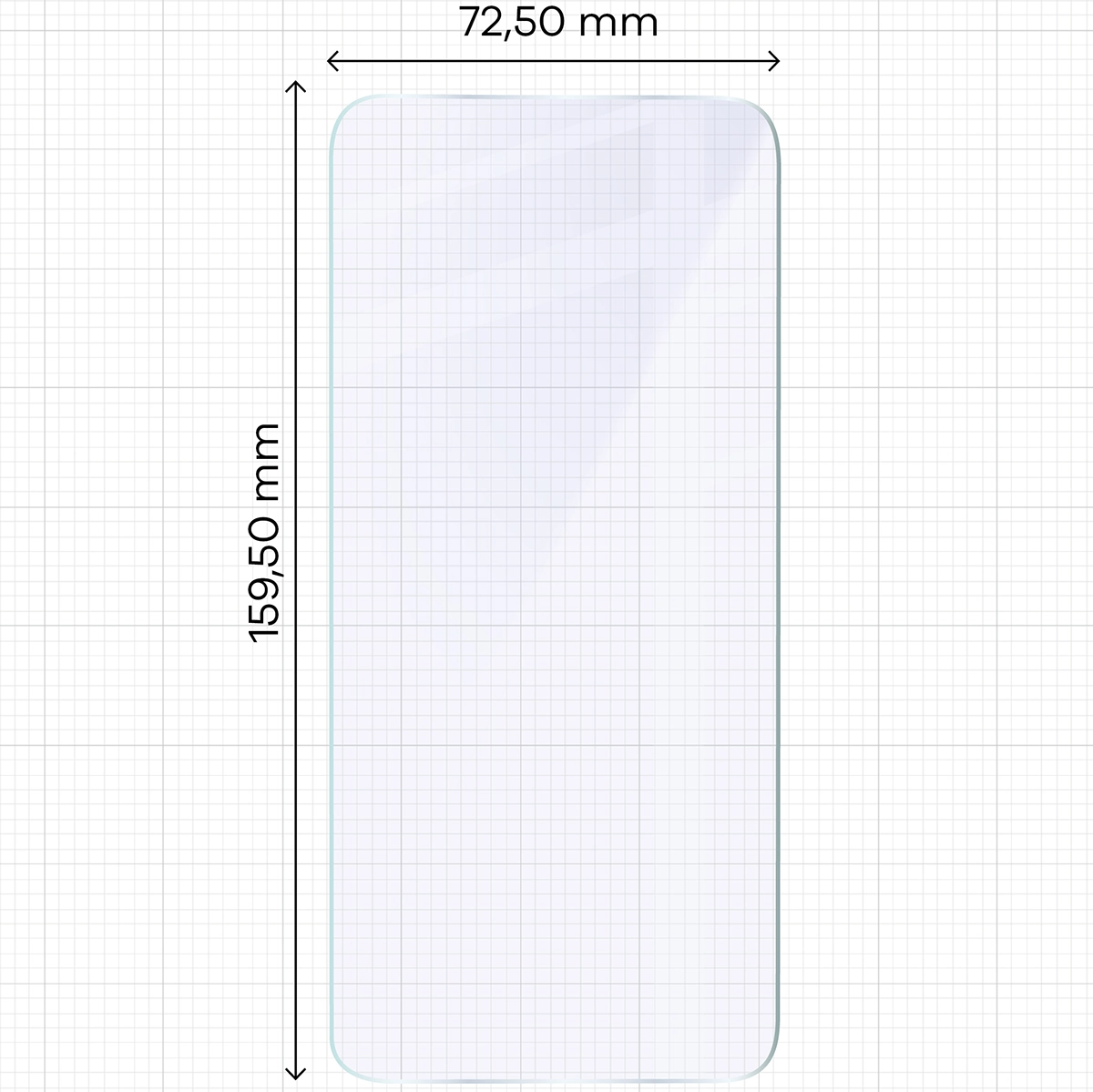 Miarka z wymiarami szkła hybrydowego Bizon Hybrid Mule Duo do Samsung Galaxy A26 5G