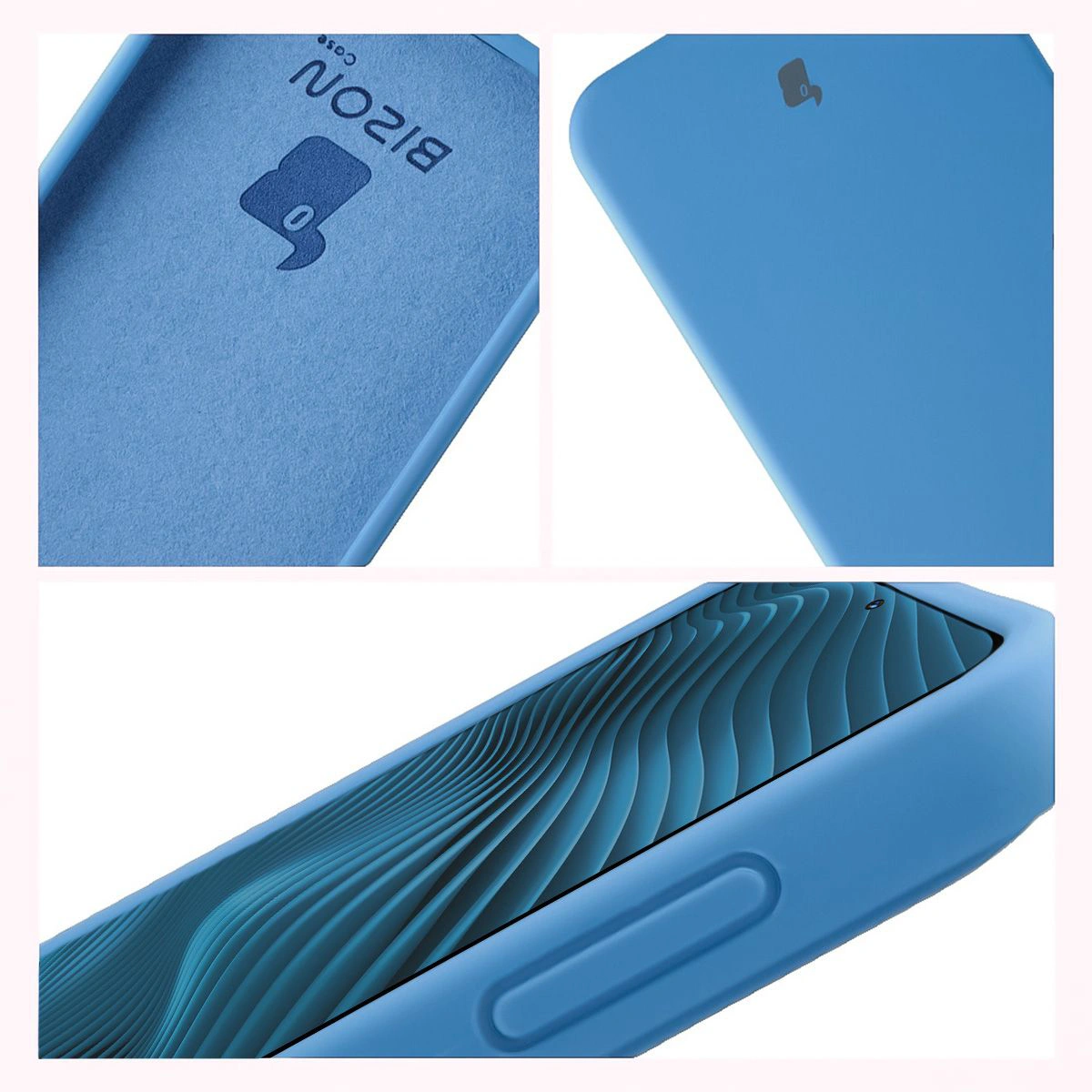 Konstrukcja etui Bizon Soft Case: zintegrowane osłony, podwyższone krawędzie i wyściółka z mikrofibry do Samsung Galaxy A37 5G