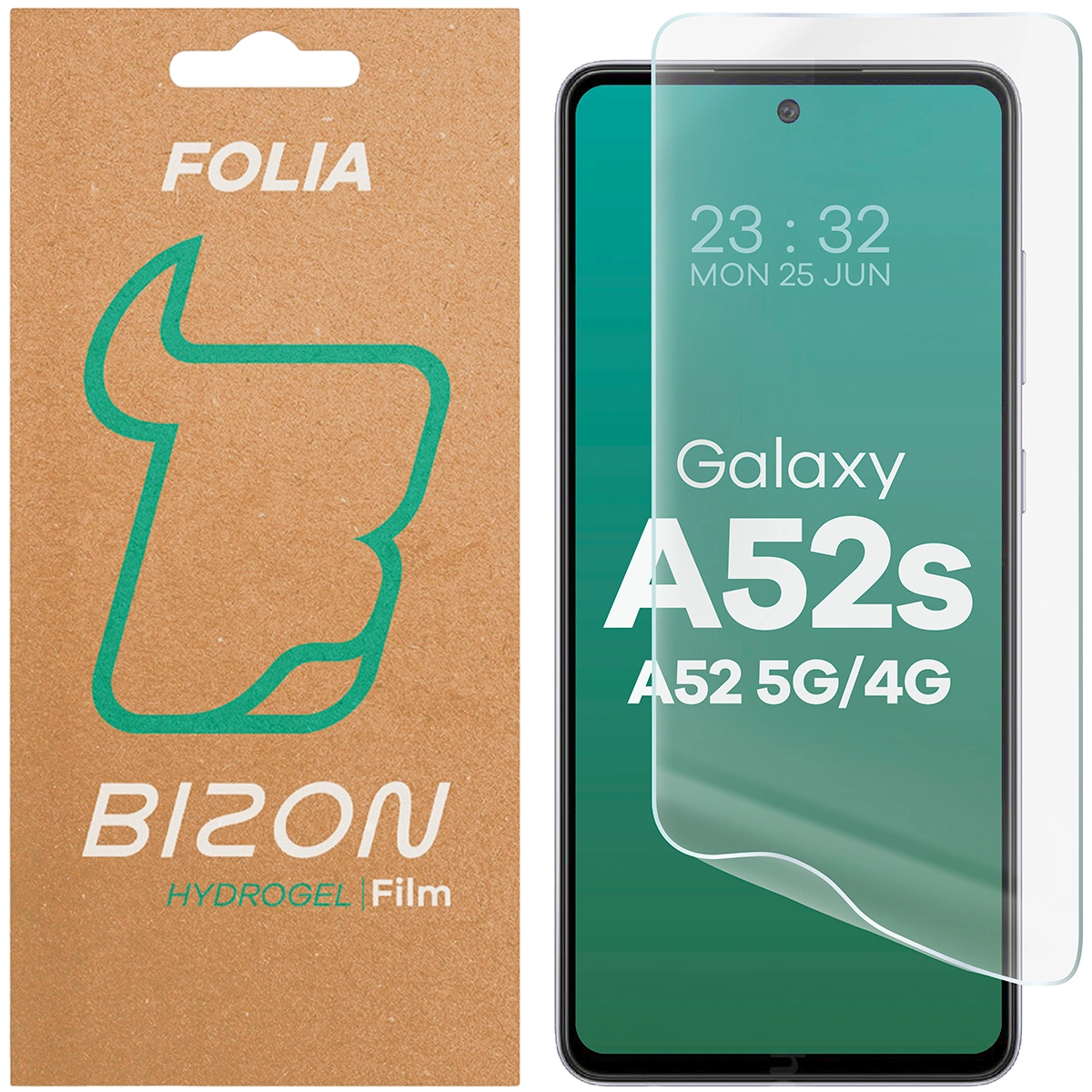 Pudełko i folia hydrożelowa na ekran Bizon Film Hydrogel Front do Samsung Galaxy A52