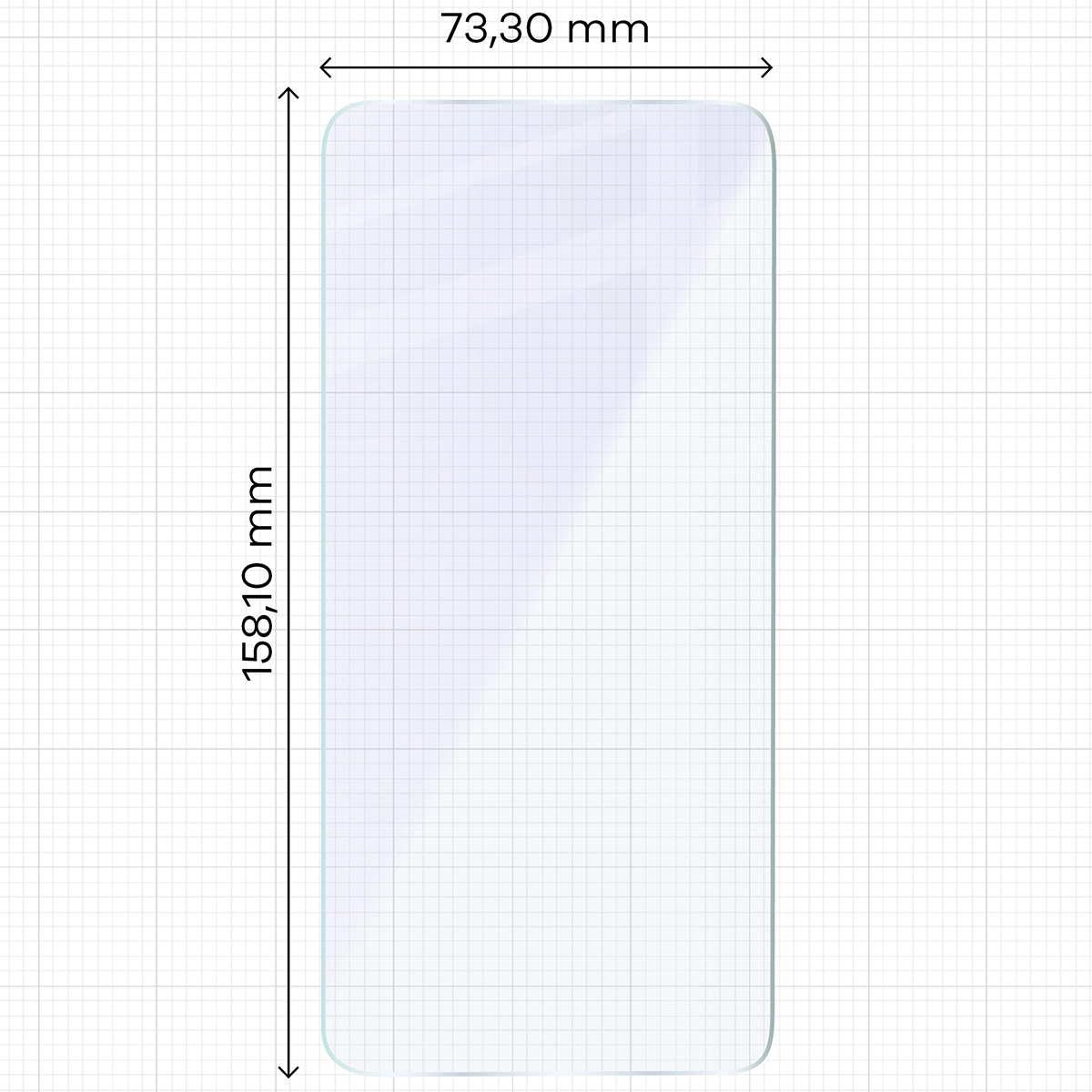 Miarka z wymiarami szkła hybrydowego Bizon Hybrid Mule Duo do Samsung Galaxy A56 5G