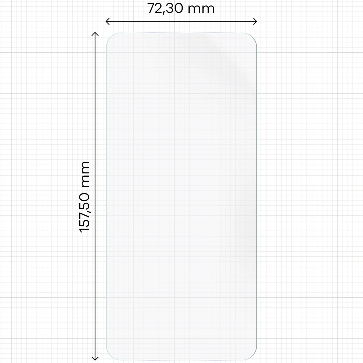 Miarka z wymiarami folii hydrożelowej Bizon Film Hydrogel Front do Samsung Galaxy A57 5G