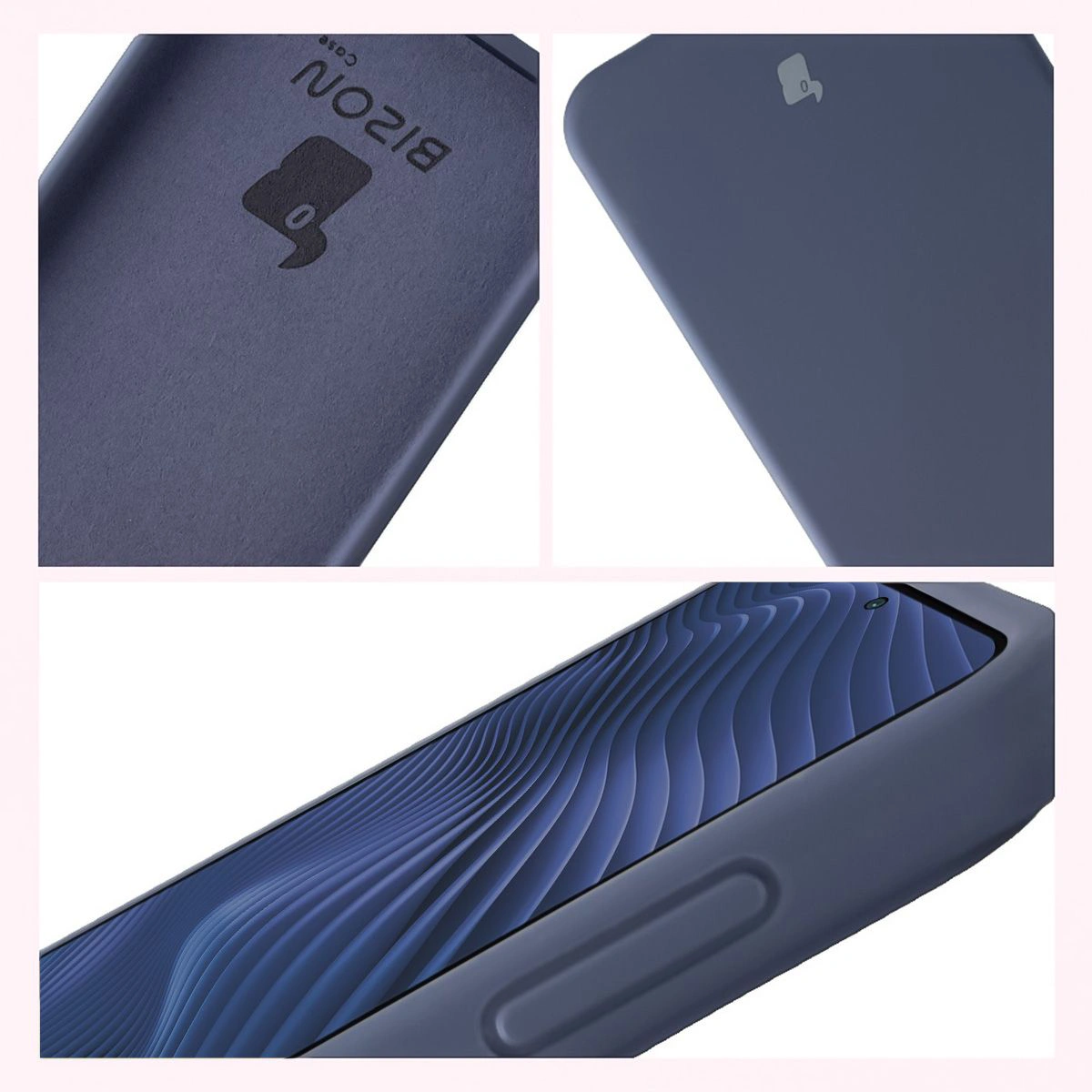 Konstrukcja etui Bizon Soft Case: zintegrowane osłony, podwyższone krawędzie i wyściółka z mikrofibry do Samsung Galaxy A57 5G