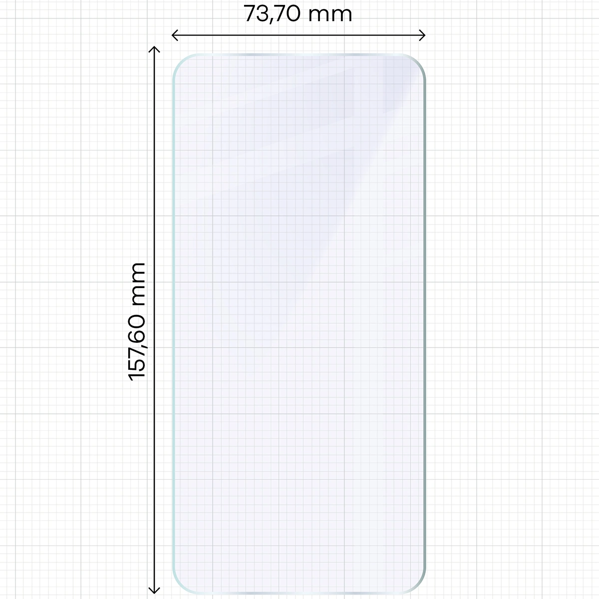 Miarka z wymiarami szkła hybrydowego Bizon Hybrid Mule Duo do Samsung Galaxy M35 5G / Samsung Galaxy A35 5G / Samsung Galaxy A55 5G