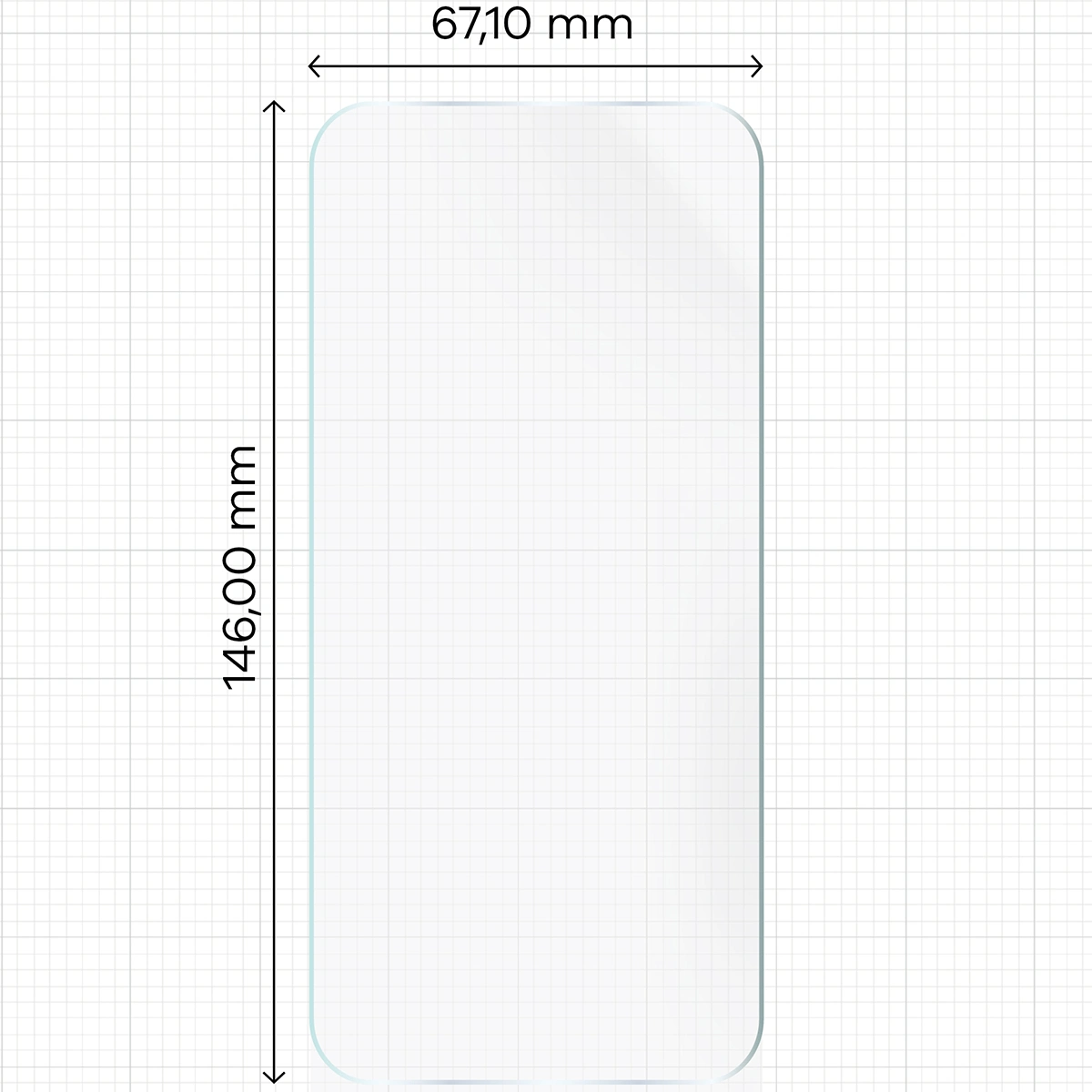 Miarka z wymiarami folii hydrożelowej Bizon Film Hydrogel Front do Samsung Galaxy S21