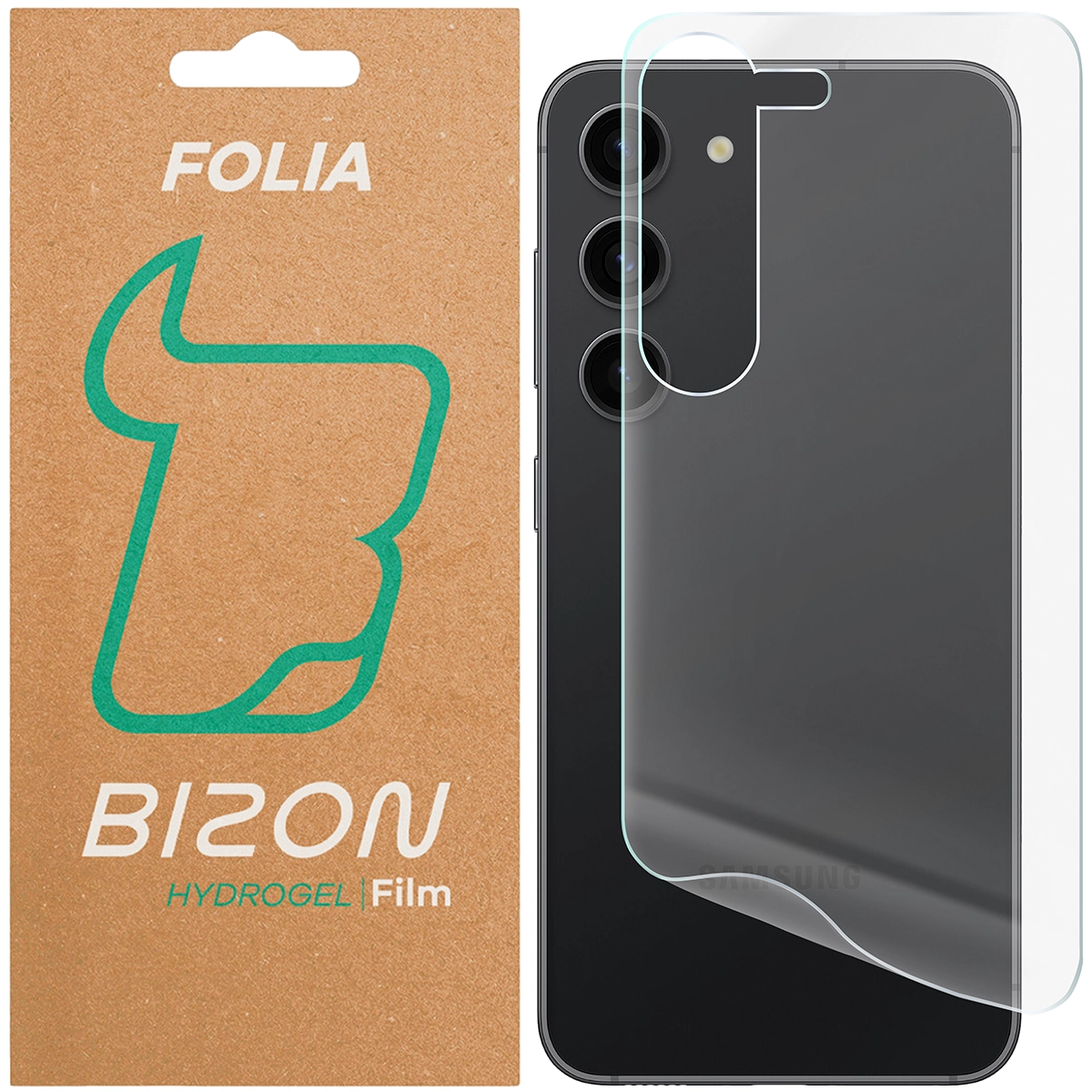 Pudełko i folia hydrożelowa na tył Bizon Film Hydrogel Back do Samsung Galaxy S23