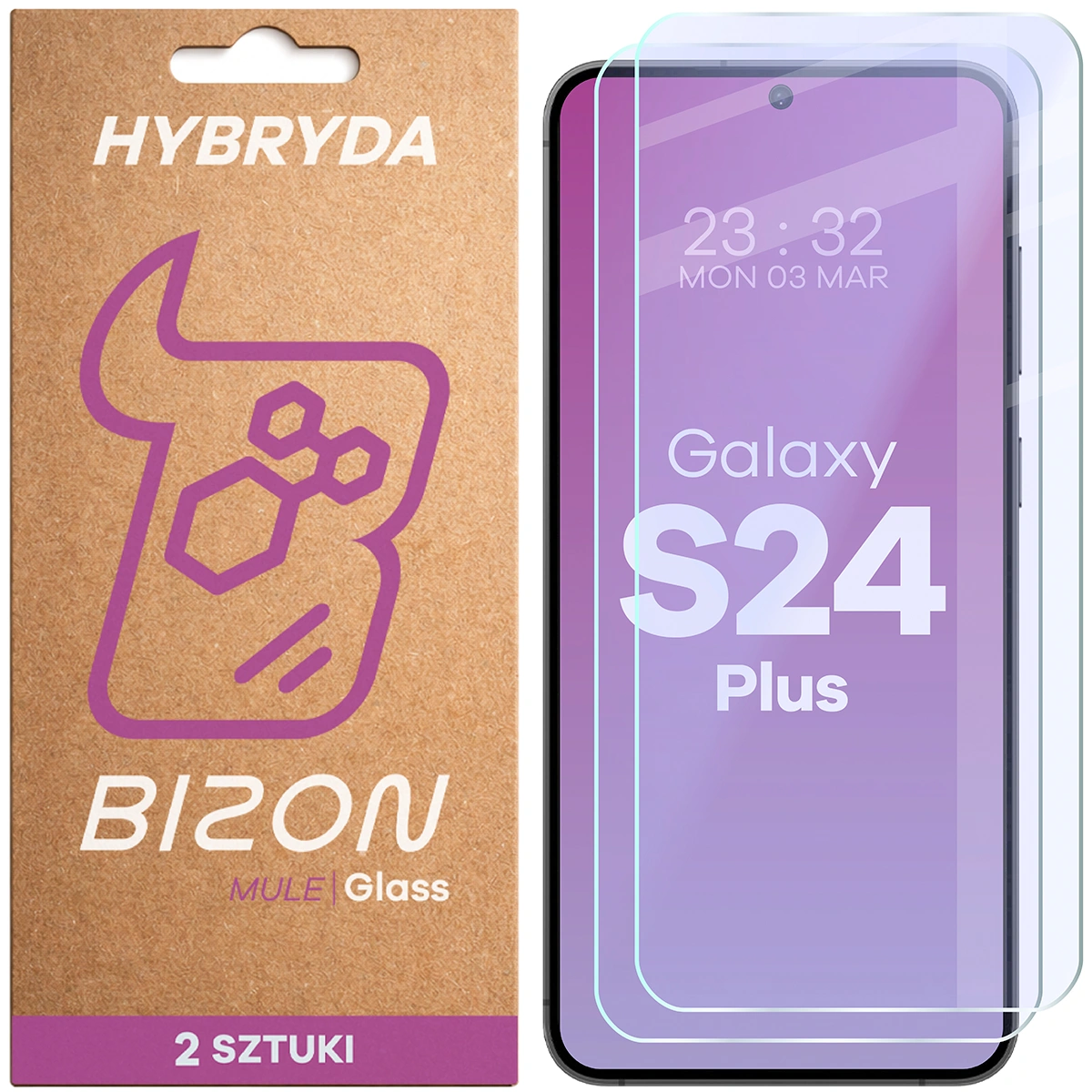 Elastyczne szkło hybrydowe Bizon Hybrid Mule Duo do Samsung Galaxy S24 Plus, 2 sztuki