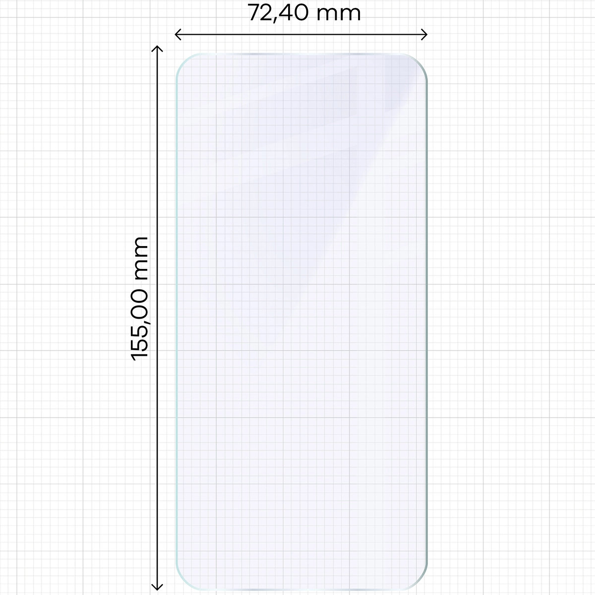 Miarka z wymiarami szkła hybrydowego Bizon Hybrid Mule Duo do Samsung Galaxy S24 Plus