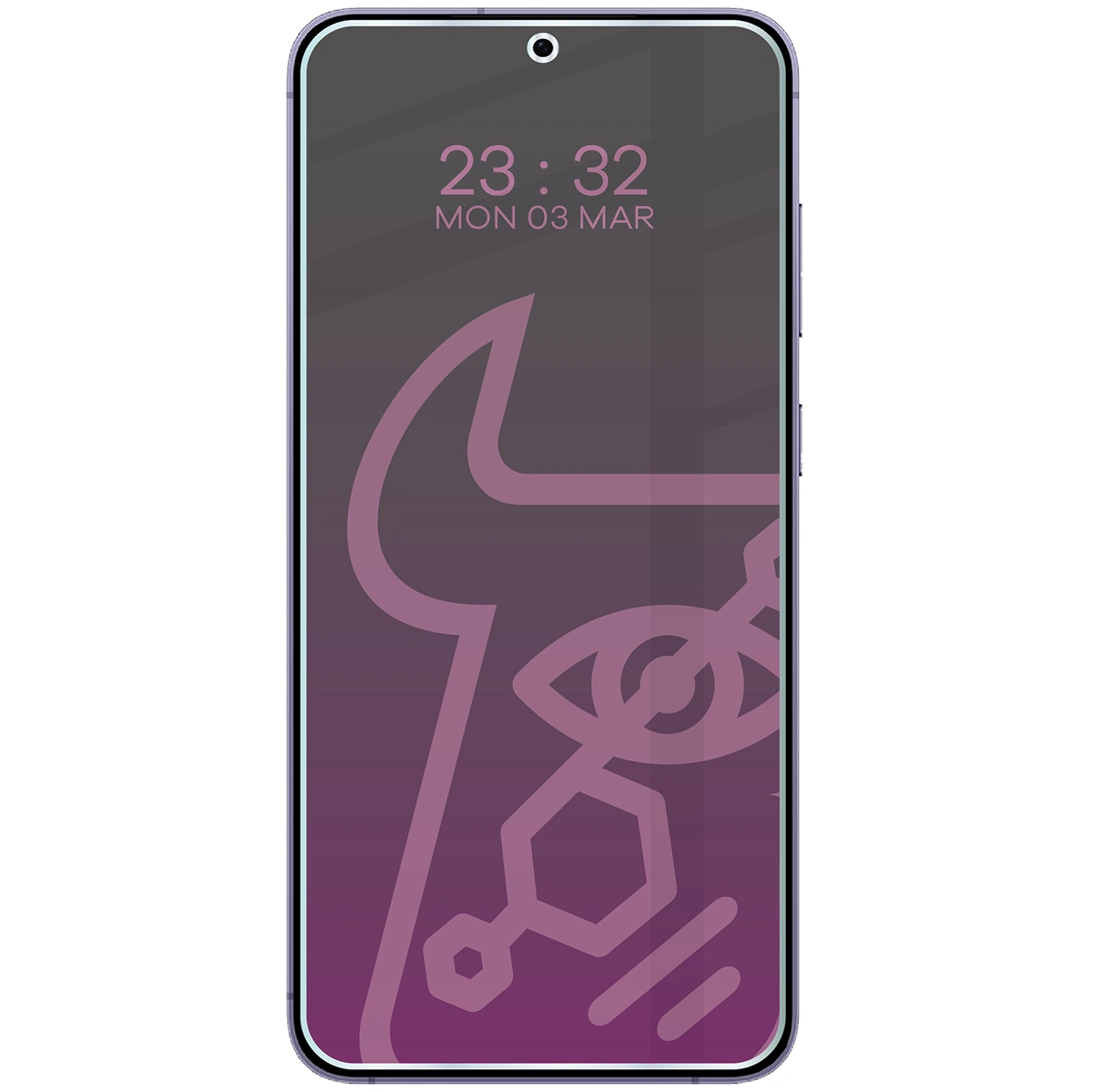Wizualizacja szkła Hybrid Shadow nałożonego na telefon Samsung Galaxy S24 Plus