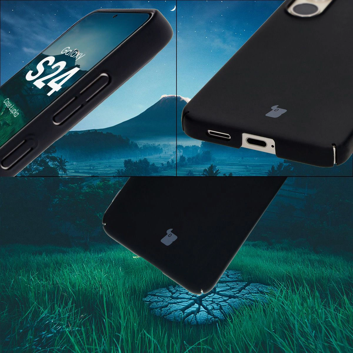 Zintegrowane osłony na przyciski, wycięcia i twardy materiał etui Bizon Case Łupka do Samsung Galaxy S24