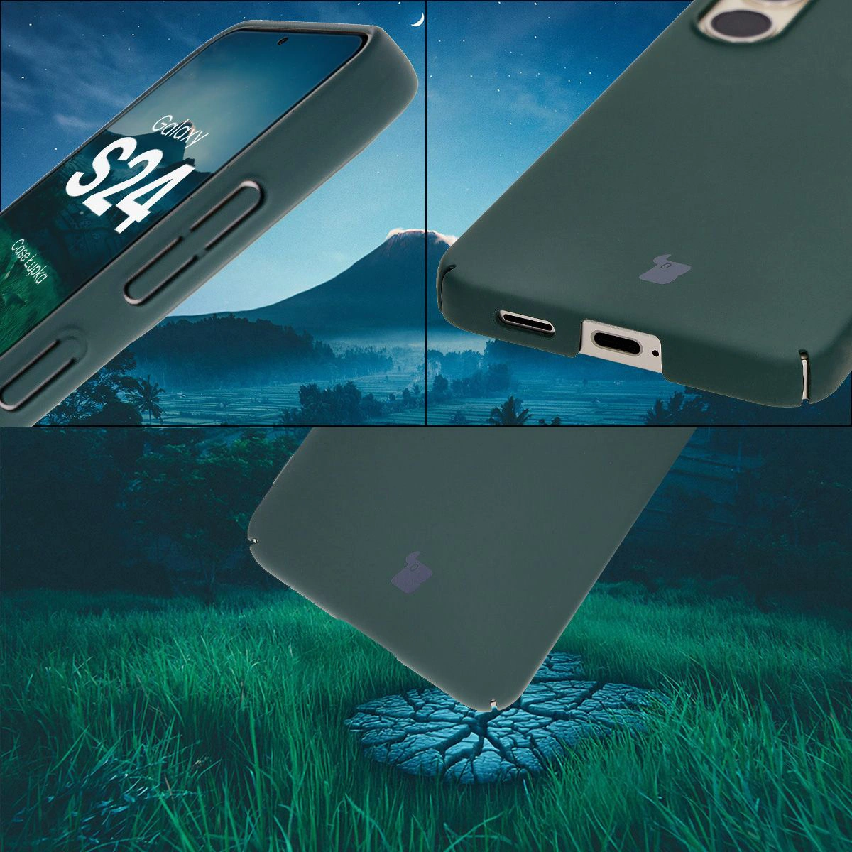 Zintegrowane osłony na przyciski, wycięcia i twardy materiał etui Bizon Case Łupka do Samsung Galaxy S24