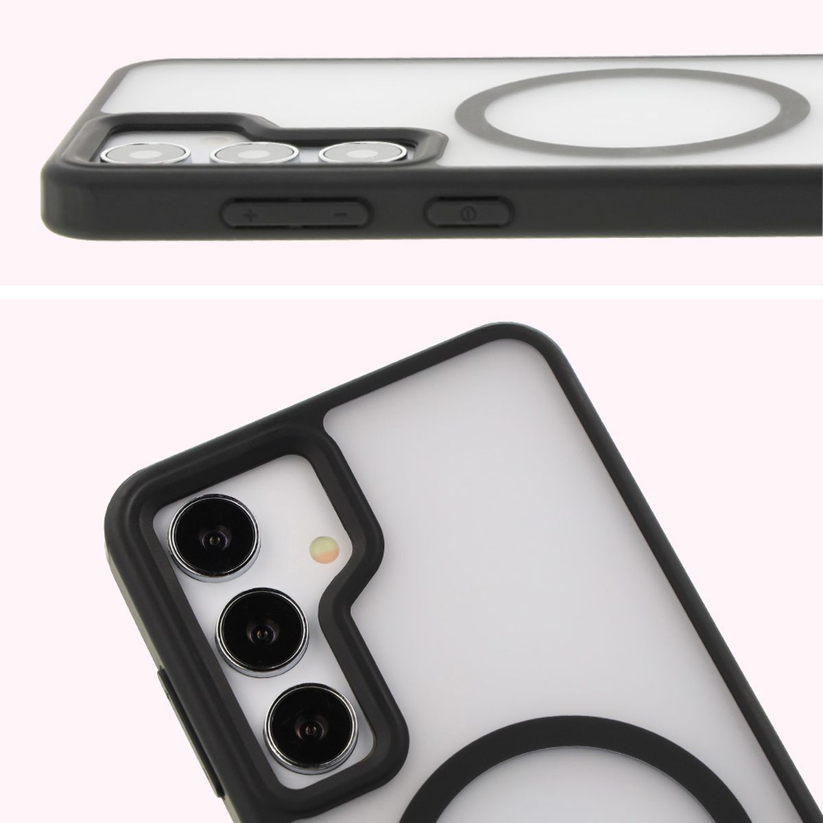 Pełne wycięcie i podwyższone krawędzie aparatu w etui Bizon Case MatteO