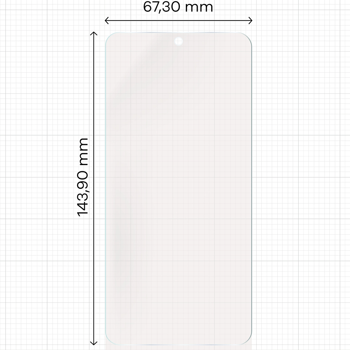 Miarka z wymiarami folii matowej Bizon Film Sun do Samsung Galaxy S24