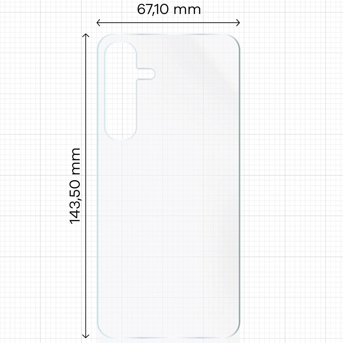 Miarka z wymiarami dla folii hydrożelowej Bizon Film Hydrogel Back do Samsung Galaxy S24