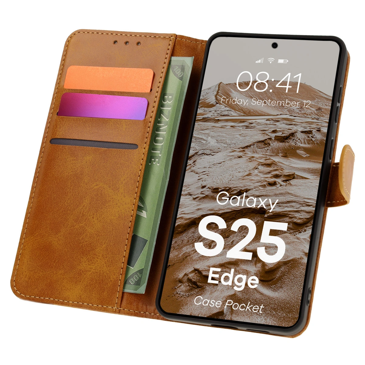 Etui z klapką z miejscem na karty Bizon Case Pocket do Samsung Galaxy S25 Edge