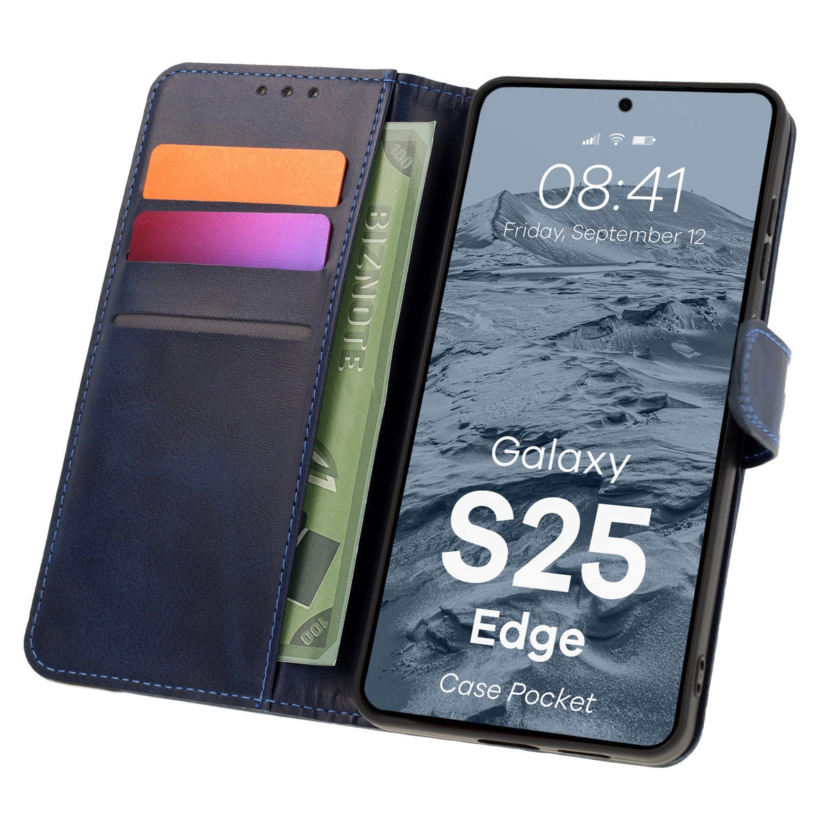Etui z klapką z miejscem na karty Bizon Case Pocket do Samsung Galaxy S25 Edge