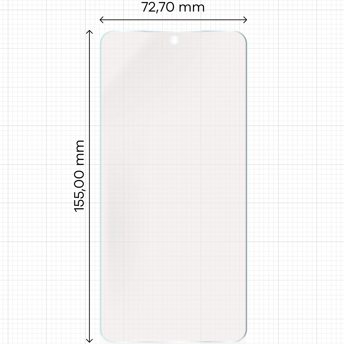 Miarka z wymiarami folii matowej Bizon Film Sun do Samsung Galaxy S25 Edge