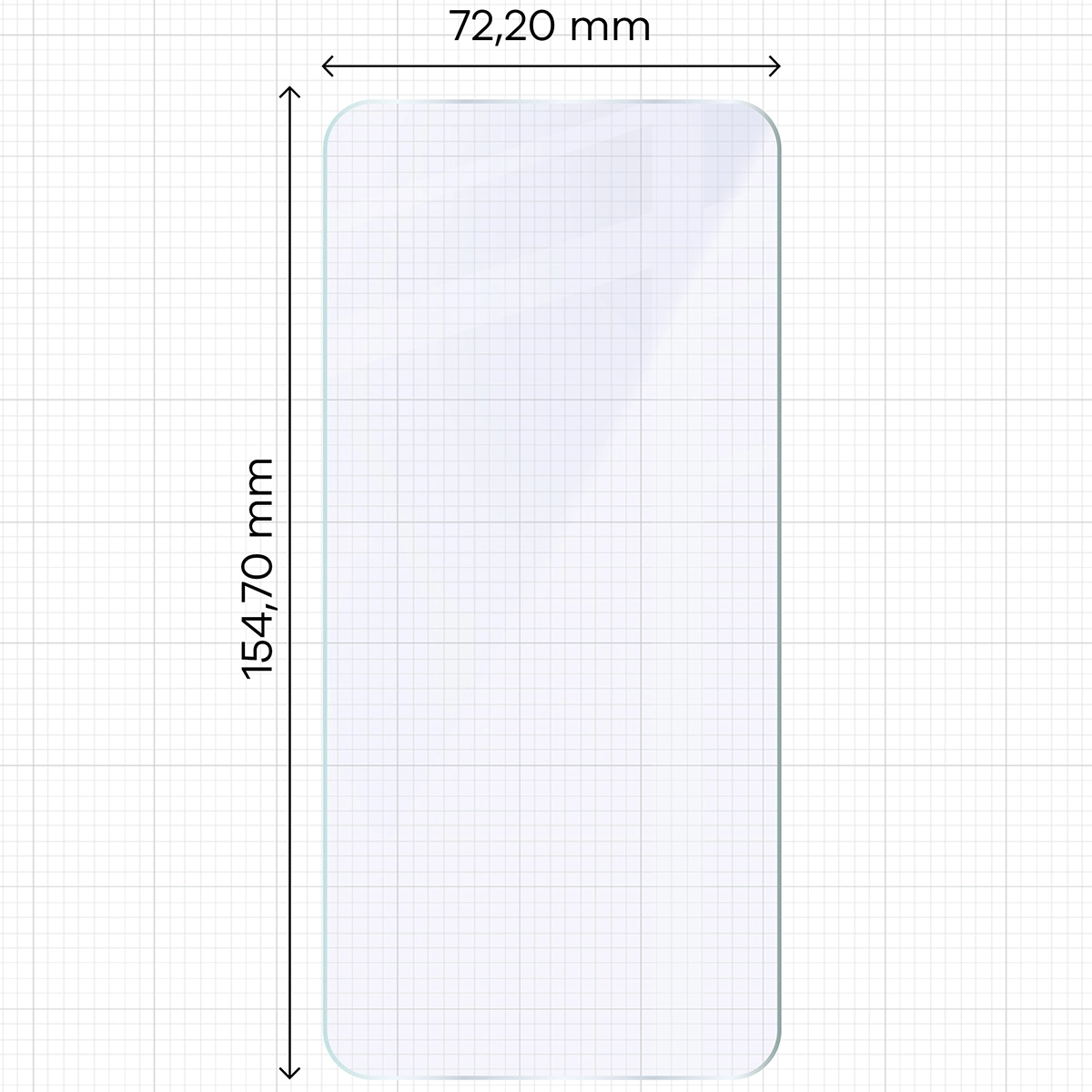 Miarka z wymiarami szkła hybrydowego Bizon Hybrid Mule do Samsung Galaxy S25 Edge