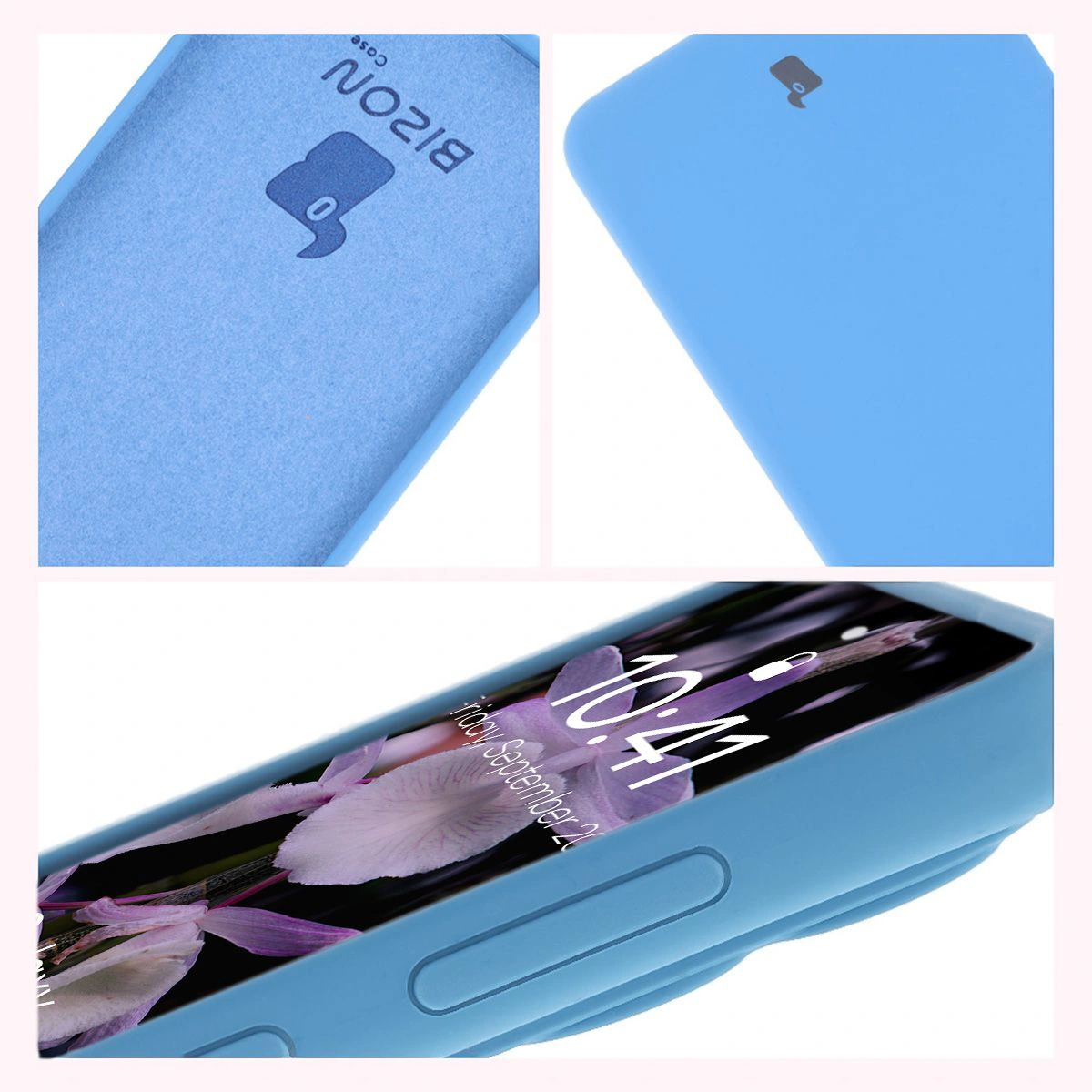 Konstrukcja etui Bizon Soft Case: zintegrowane osłony, podwyższone krawędzie i wyściółka z mikrofibry do Samsung Galaxy S25 Edge
