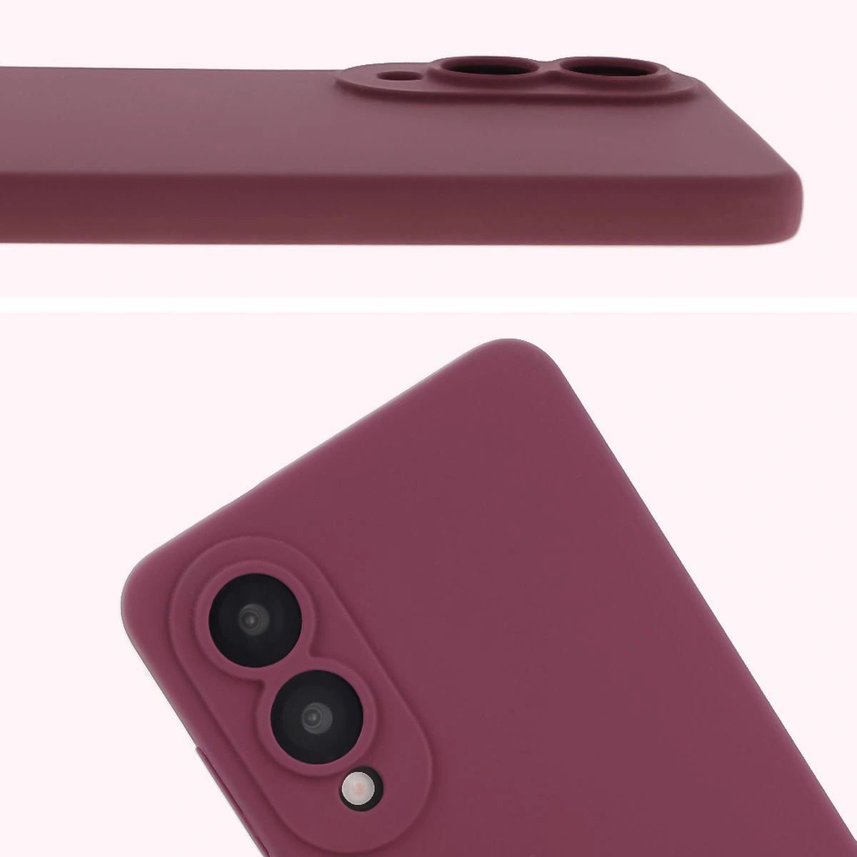 Zbliżenie na wycięcia na obiektywy w etui Bizon Soft Case do Samsung Galaxy S25 Edge