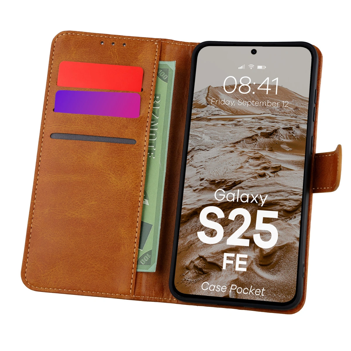 Etui z klapką z miejscem na karty Bizon Case Pocket do Samsung Galaxy S25 FE