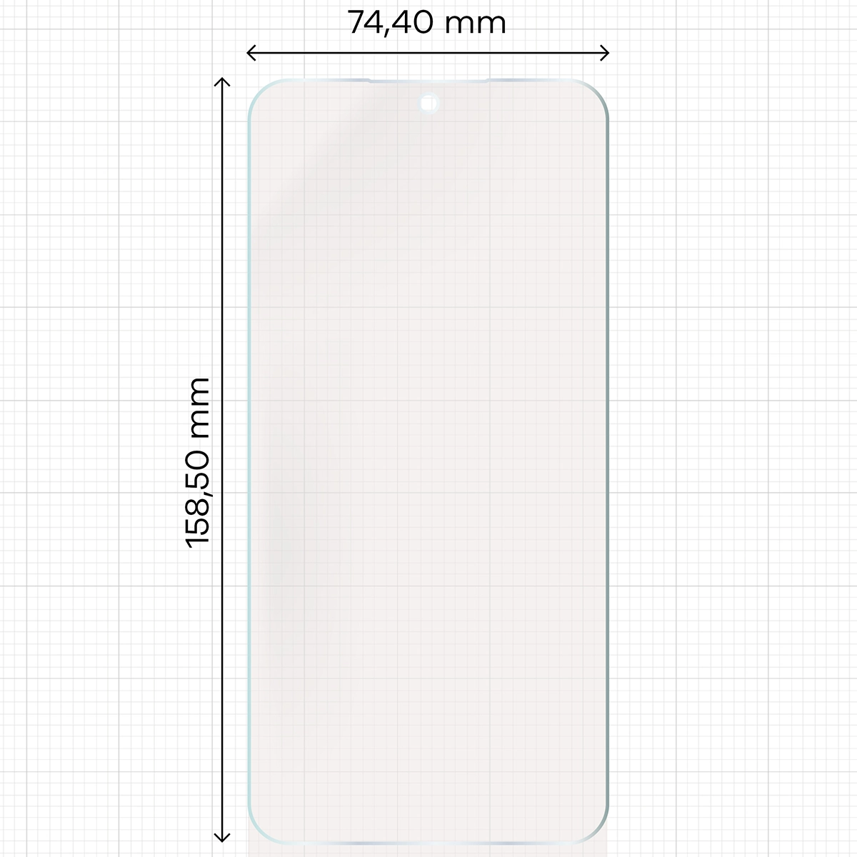 Miarka z wymiarami folii matowej Bizon Film Sun do Samsung Galaxy S25 FE