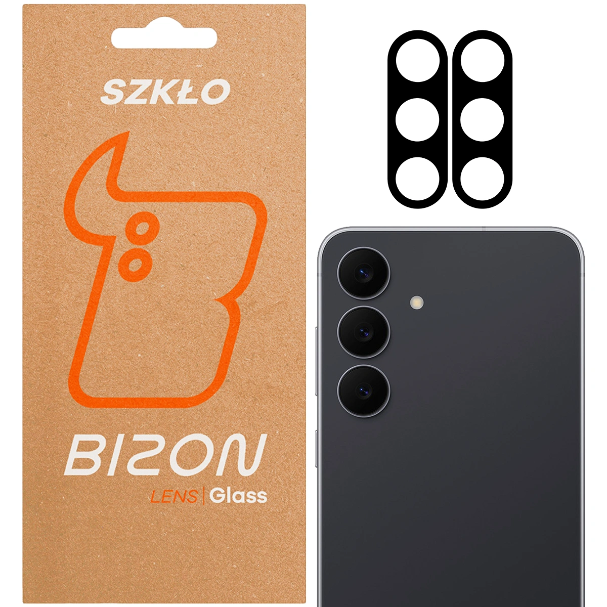 Pudełko i 2 sztuki szkła na aparat Bizon Glass Lens do Samsung Galaxy S25 FE