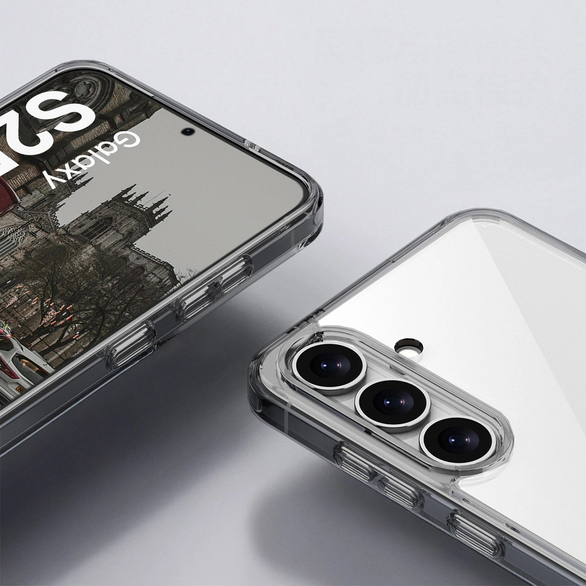 Wzmocnione narożniki i podwyższone ranty ekranu w etui Bizon Case Halo do Samsung Galaxy S25 Plus