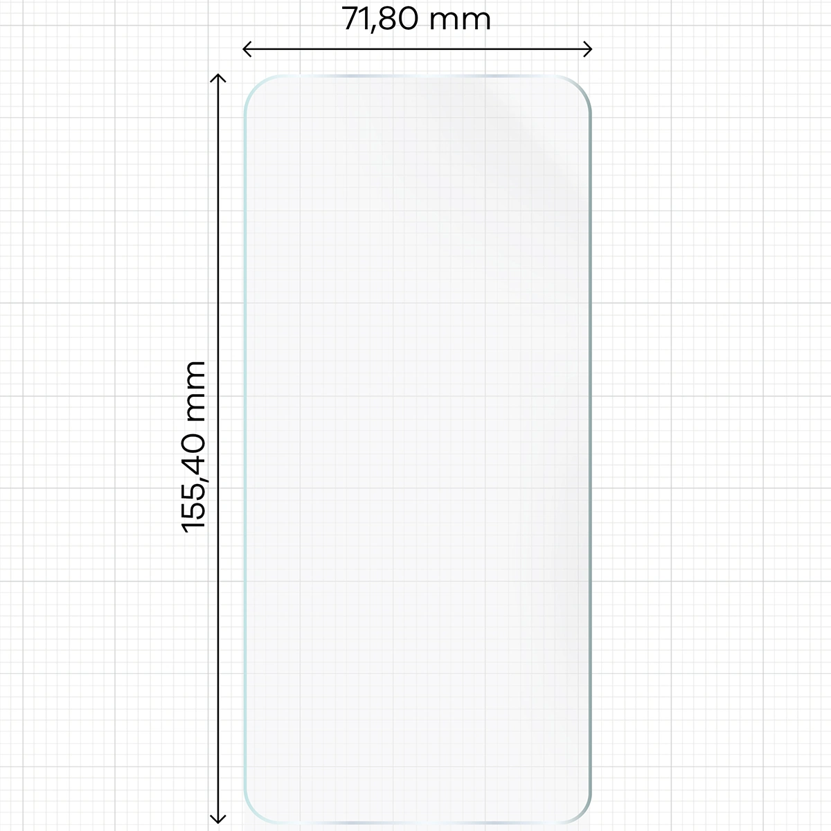 Miarka z wymiarami folii hydrożelowej Bizon Film Hydrogel Front do Samsung Galaxy S25 Plus / Samsung Galaxy S24 Plus