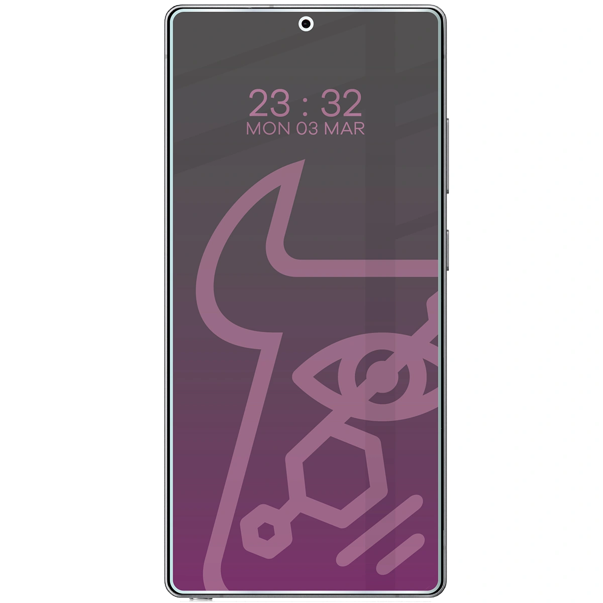 Wizualizacja szkła Hybrid Shadow nałożonego na telefon Samsung Galaxy S25 Ultra