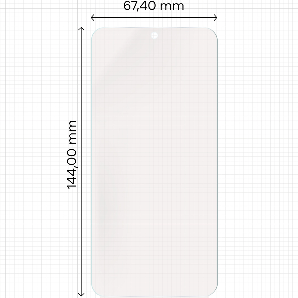 Miarka z wymiarami folii matowej Bizon Film Sun do Samsung Galaxy S25