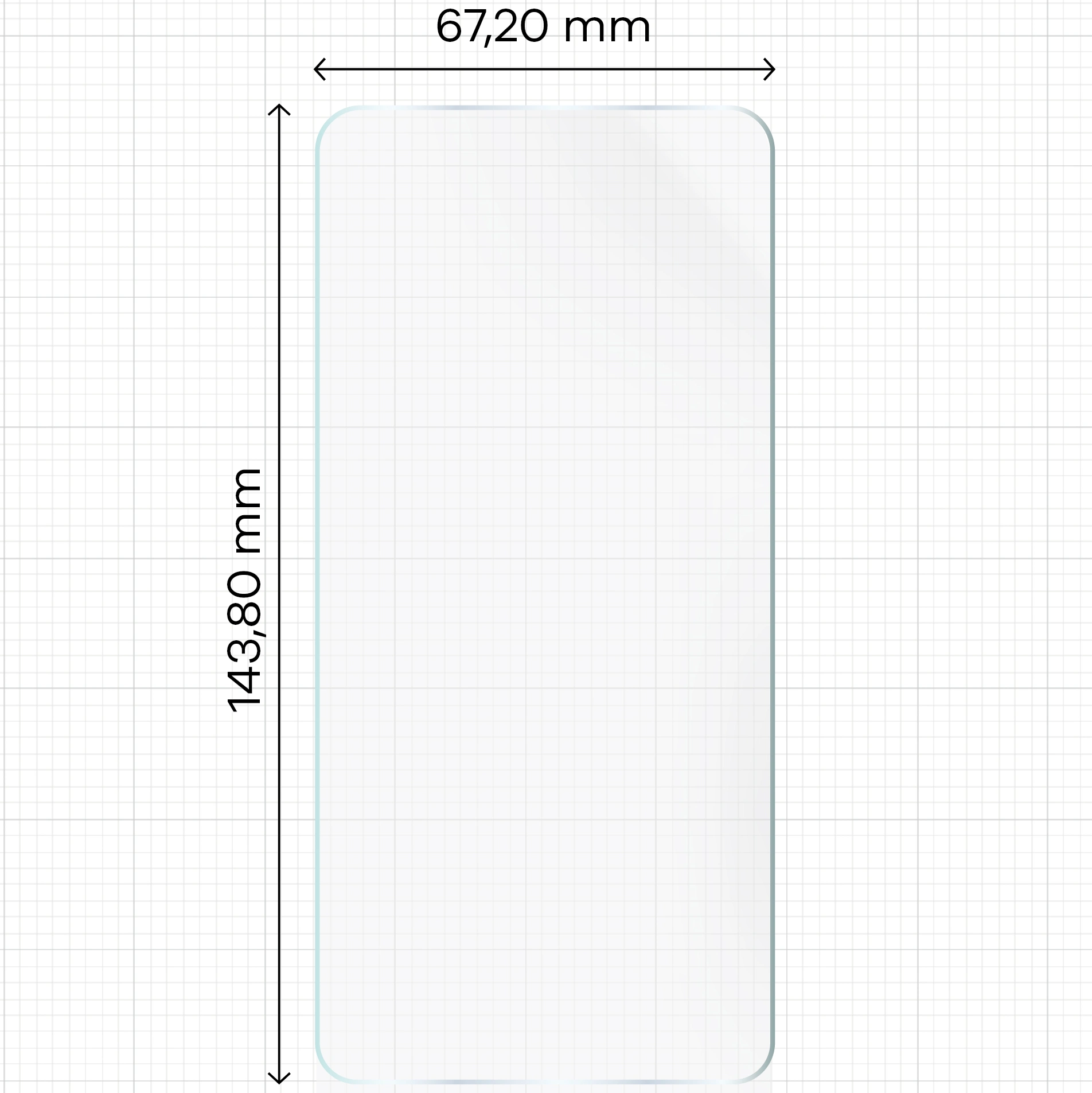 Miarka z wymiarami folii hydrożelowej Bizon Film Hydrogel Front do Samsung Galaxy S25 / Samsung Galaxy S24