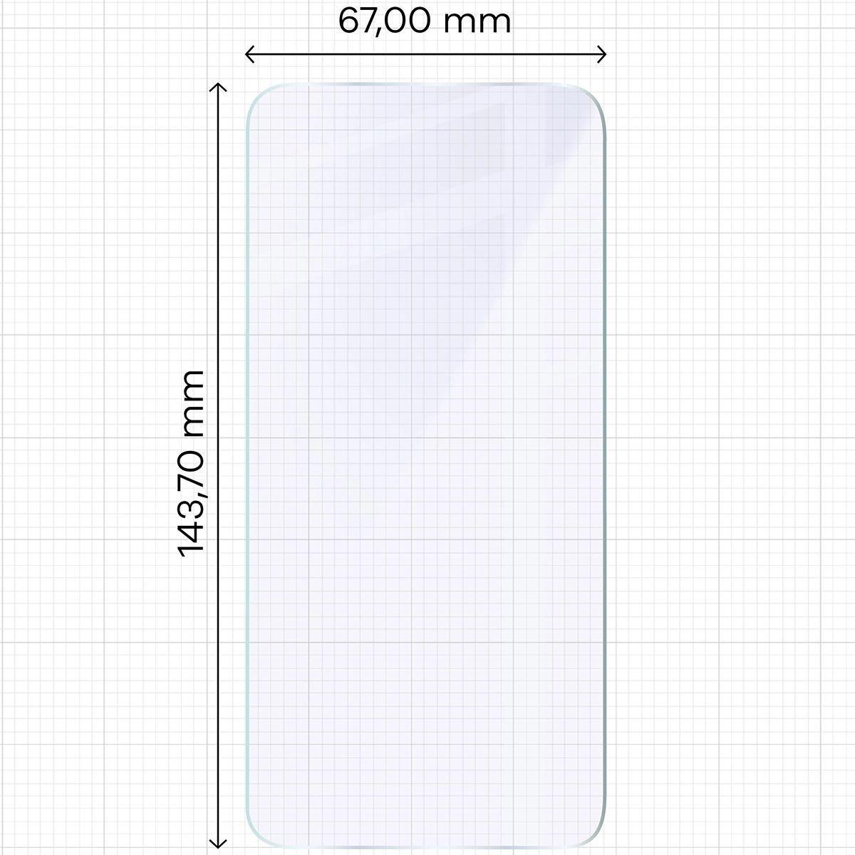 Miarka z wymiarami szkła hybrydowego Bizon Hybrid Mule Duo do Samsung Galaxy S25