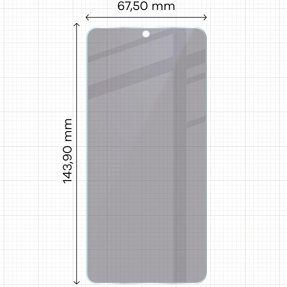 Wymiary szkła Bizon Hybrid Shadow do Samsung Galaxy S25