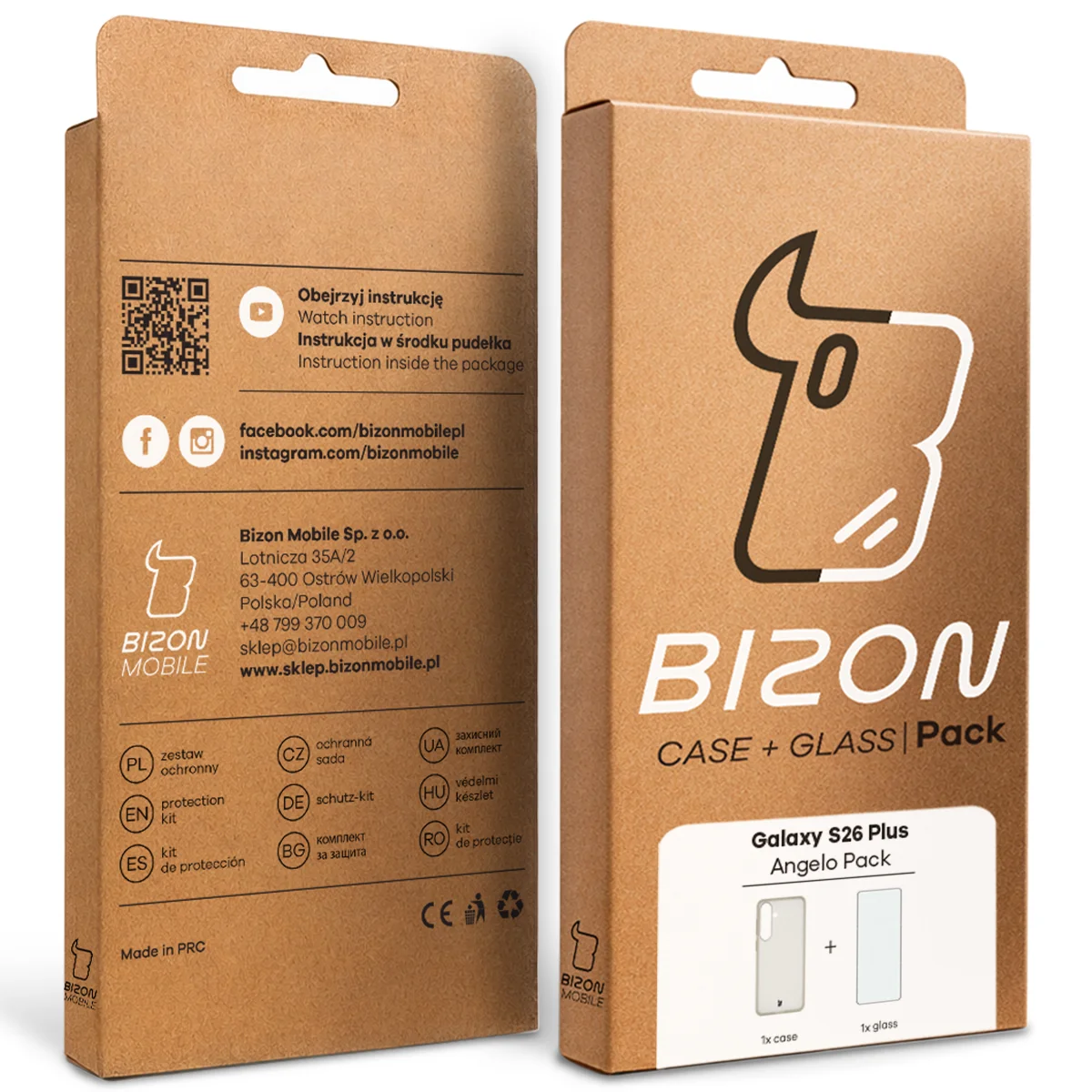 Kraftowe pudełko Bizon Case Angelo Pack z dedykowaną etykietą do Samsung Galaxy S26 Plus