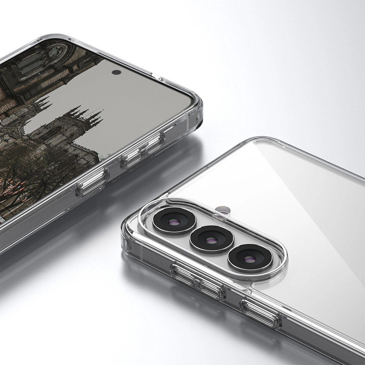 Wzmocnione narożniki i podwyższone ranty ekranu w etui Bizon Case Halo do Samsung Galaxy S26 Plus