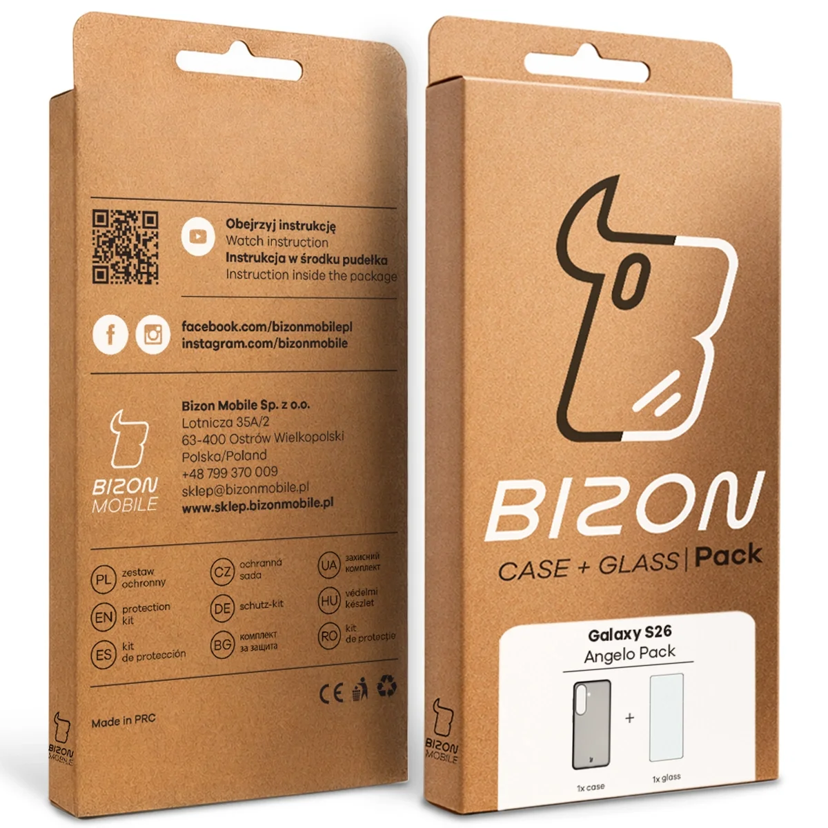 Kraftowe pudełko Bizon Case Angelo Pack z dedykowaną etykietą do Samsung Galaxy S26