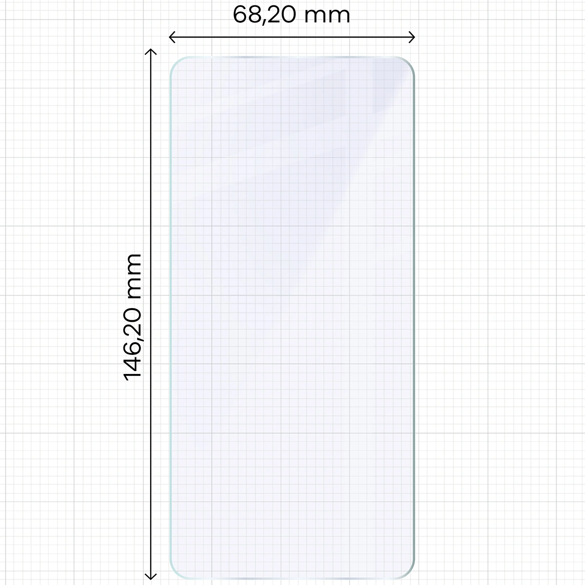 Miarka z wymiarami szkła hybrydowego Bizon Hybrid Mule do Samsung Galaxy S26