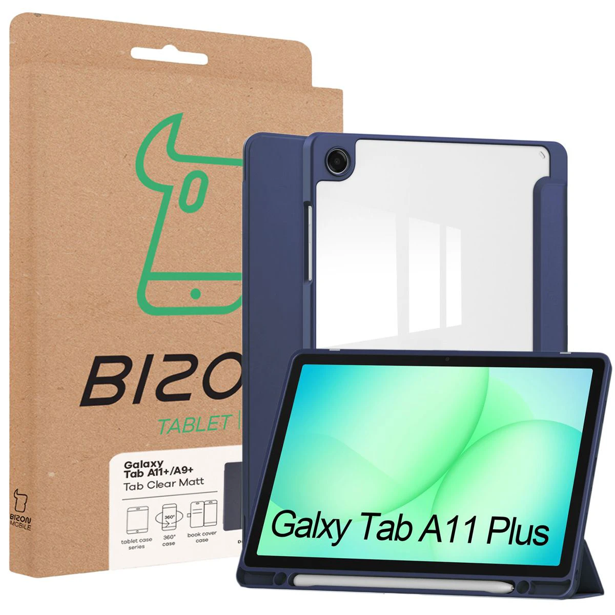 Przód pudełka Bizon Tablet Case z dedykowaną etykietą do Samsung Galaxy Tab A11 Plus / Samsung Galaxy Tab A9 Plus