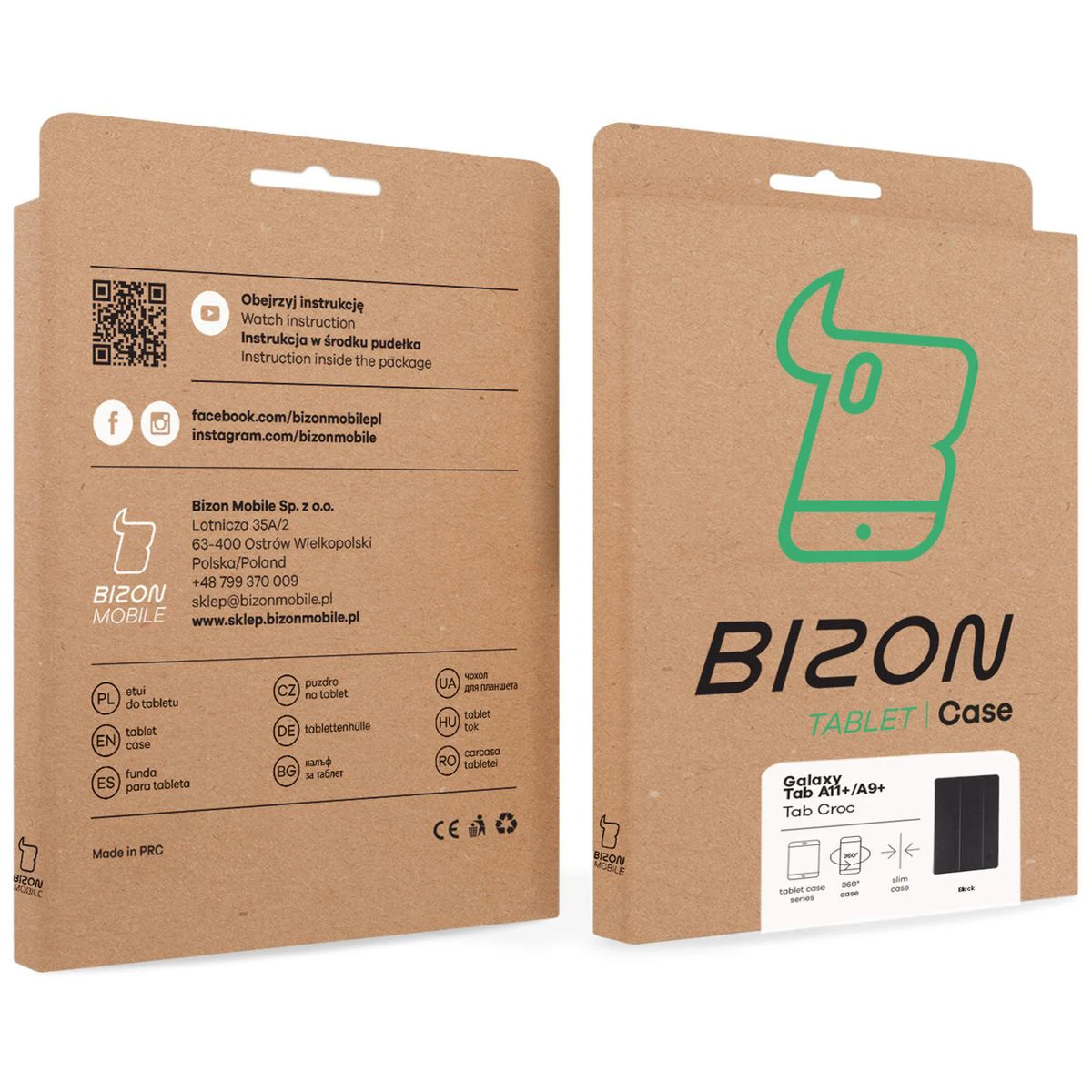 Kraftowe pudełko Bizon Case z dedykowaną etykietą do Samsung Galaxy Tab A11 Plus / Samsung Galaxy Tab A9 Plus