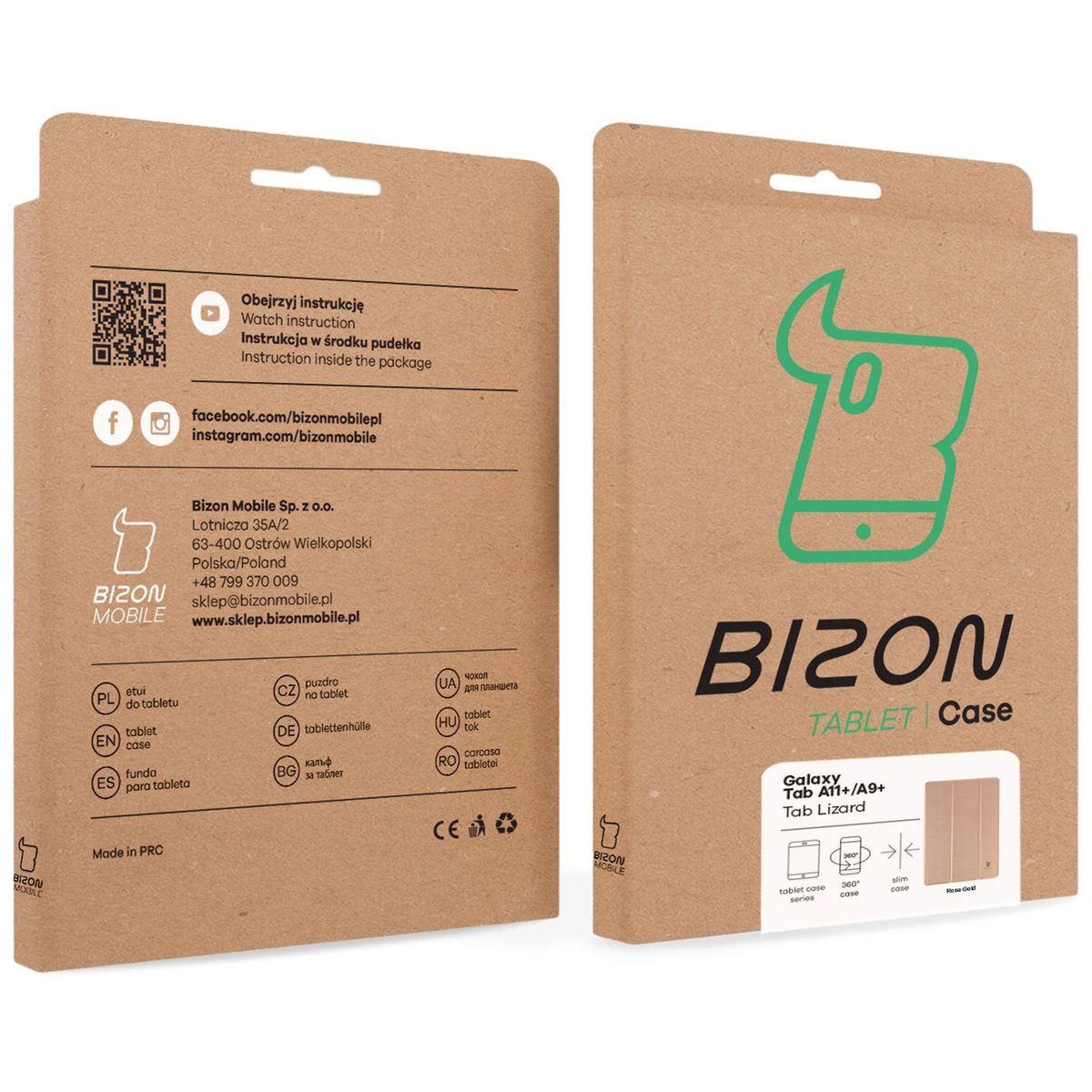 Kraftowe pudełko Bizon Case z dedykowaną etykietą do Samsung Galaxy Tab A11 Plus / Samsung Galaxy Tab A9 Plus