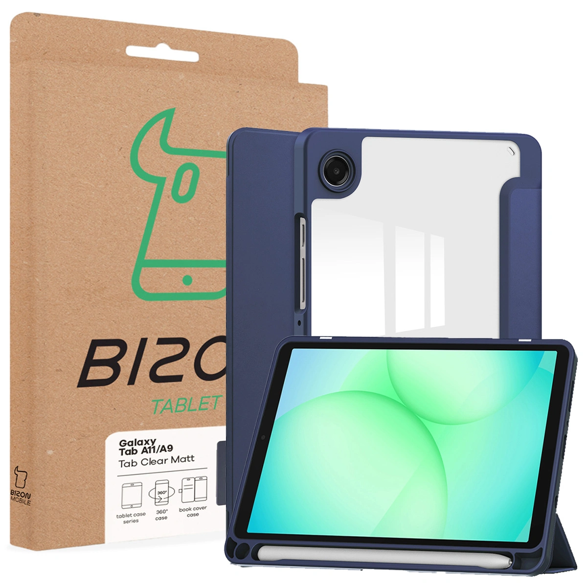 Przód pudełka Bizon Tablet Case z dedykowaną etykietą do Samsung Galaxy Tab A11 / Samsung Galaxy Tab A9