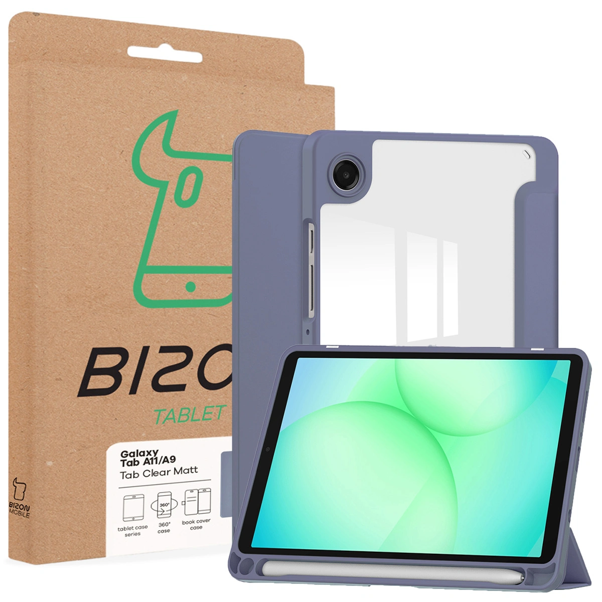 Przód pudełka Bizon Tablet Case z dedykowaną etykietą do Samsung Galaxy Tab A11 / Samsung Galaxy Tab A9