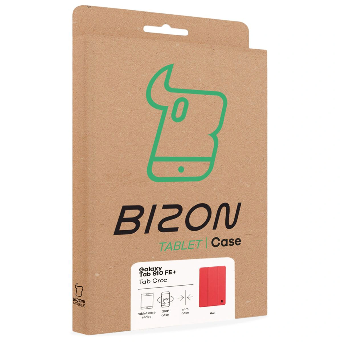 Przód pudełka Bizon Case z dedykowaną etykietą do Samsung Galaxy Tab S10 FE Plus