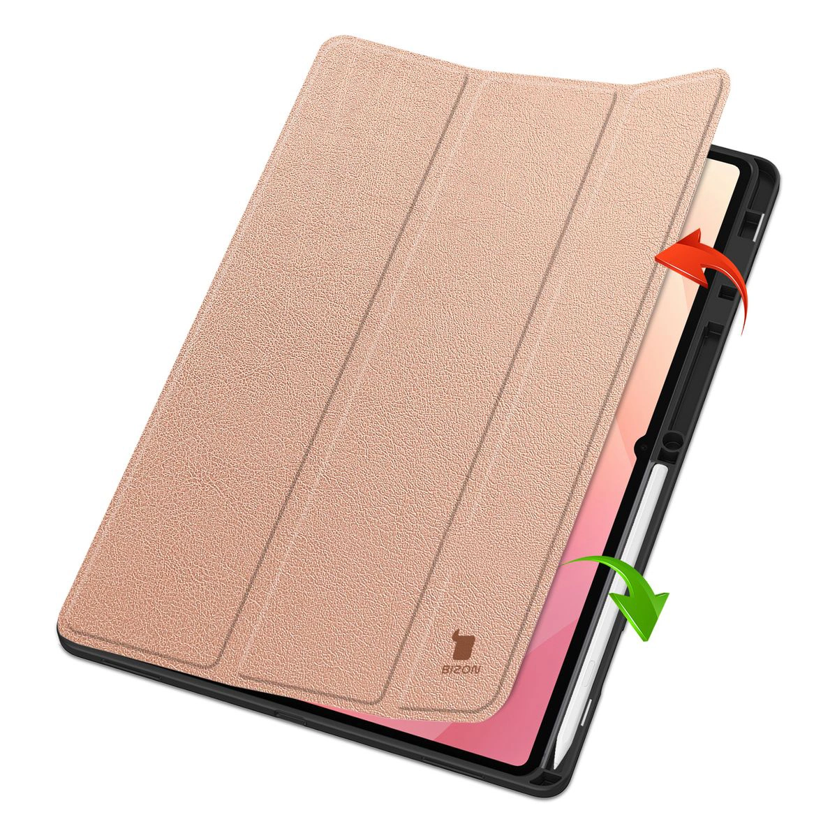 Dwa etui stojące na podwyższeniach, ukazujące funkcję zmiany w podstawkę do Samsung Galaxy Tab S11 Ultra