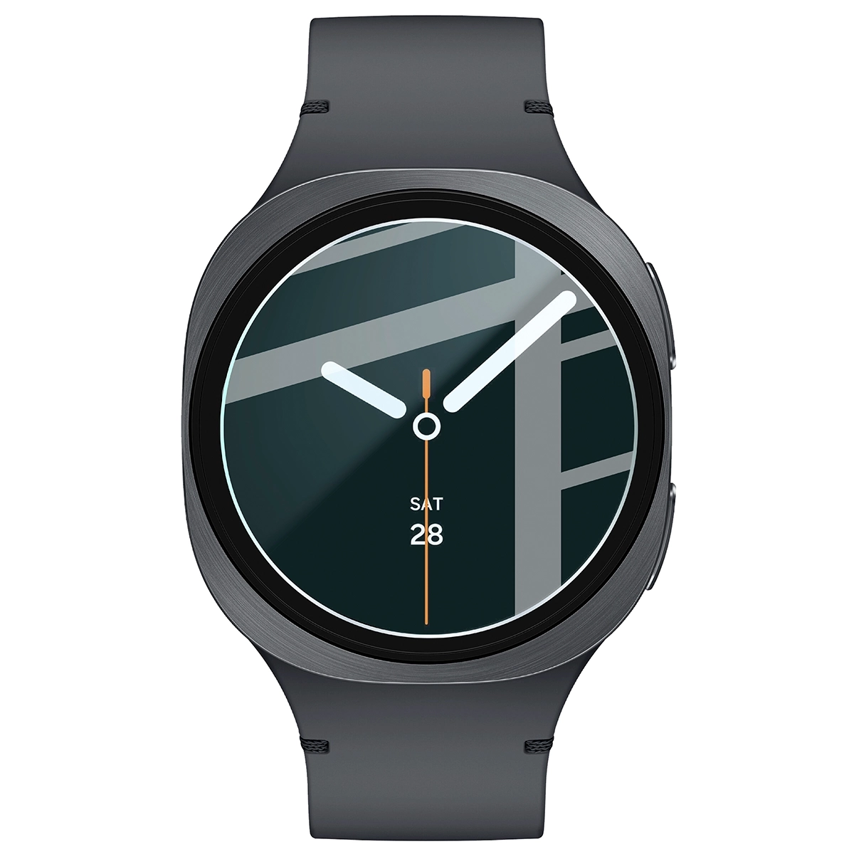 Zegarek i szkło hartowane Bizon Glass Watch Clear zestawione obok siebie do Samsung Galaxy Watch 8 44 mm