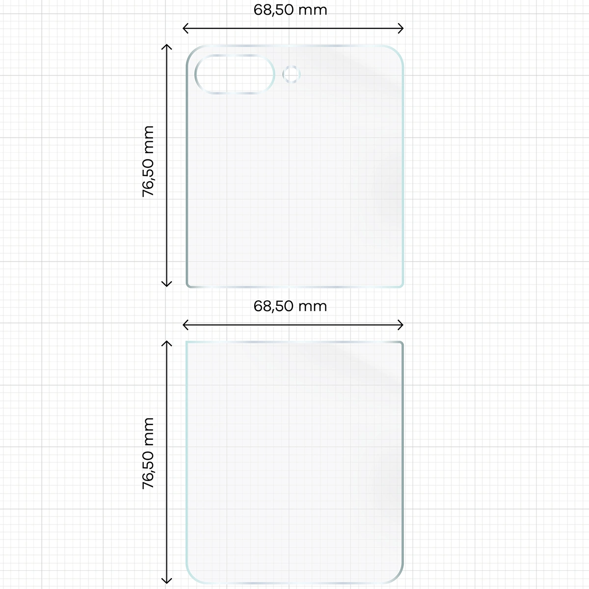 Miarka z wymiarami dla folii hydrożelowej Bizon Film Hydrogel Back do Samsung Galaxy Z Flip5