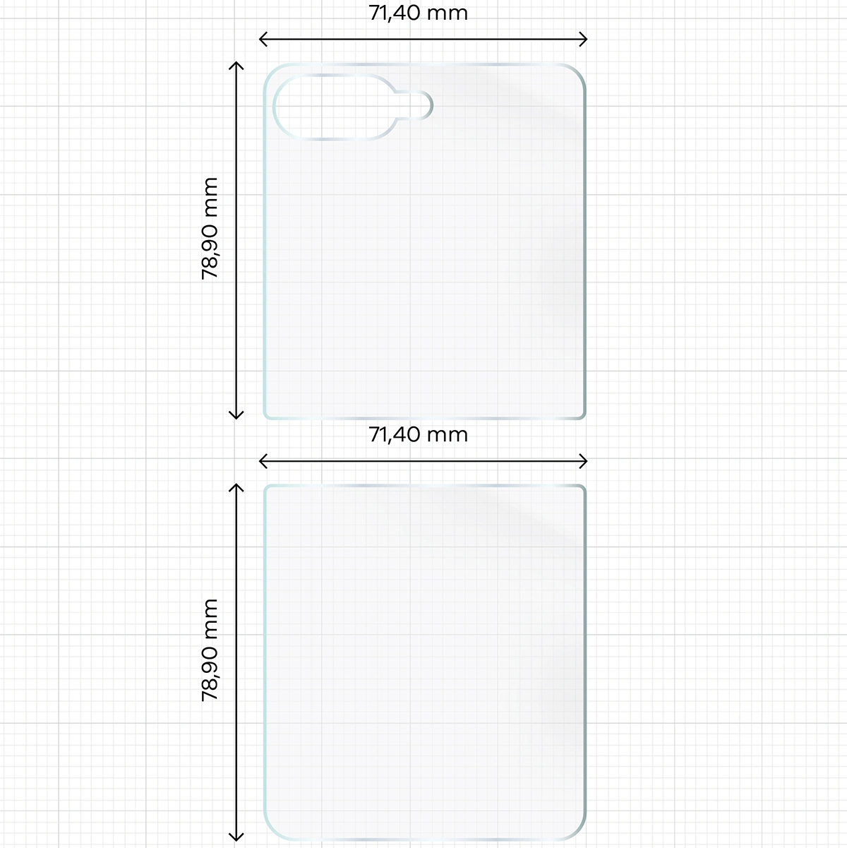 Miarka z wymiarami dla folii hydrożelowej Bizon Film Hydrogel Back do Samsung Galaxy Z Flip7