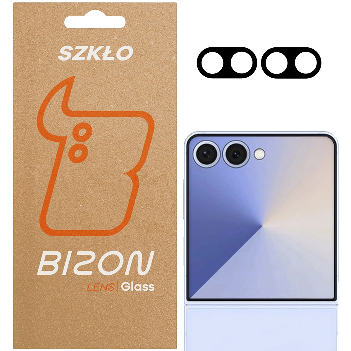 Pudełko i 2 sztuki szkła na aparat Bizon Glass Lens do Samsung Galaxy Z Flip7